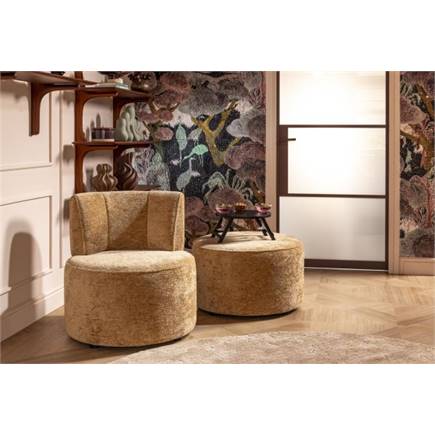 Coco Maison Roan poef rond H44cm Okergeel